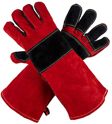 Grill Armor Welding Gloves ââ‚¬â€œ 16inch 932ââ€žâ€° - Leather Forge/Mig/Stick ââ‚¬â€œ Heat/Fire Resistant Gloves, Mitts/Pot Holders For Oven, Grill, BBQ, Furnace, Stove, Fireplace, Tig Welder, Animal