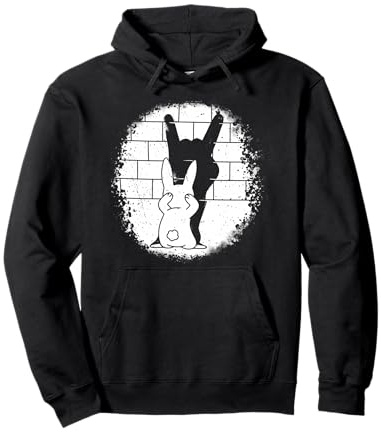 Hasenpuppe Shadow Rock auf Heavy Metal Devil's Horns Music Pullover Hoodie