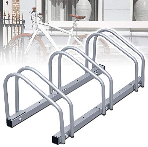 SWANEW Fahrradständer Aufstellstände für 3 Fahrräder Boden Wand Montage Metall Platzsparend mit 35-55 mm Reifenbreite Mehrfachständer Platzsparend 70.5 * 32 * 26cm