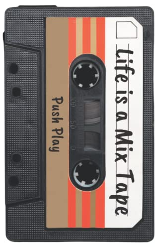 Funny Inspirational Notebook Journal Diary for Gifts: Life is a Mix Tape Push Play: 80s Retro Vintage Cassette Boombox Music Brown: Playful Bright ... for Women Men Boys or Girls Kids and Teens