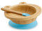 BIOZOYG Ensemble de bols en bambou grenouille I Bol ventouse avec cuillère - certifié FSC I jeu de bols pour enfants - bol à bouillie pour bébé & à céréales I vaisselle en bambou blue