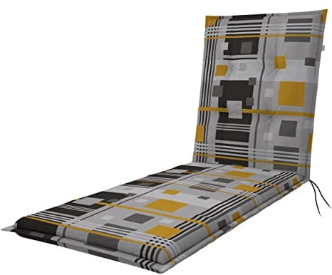 Doppler Living Gartenliege Auflage I Kissen für Rollliege I Gartenliegenauflage ca. 195 x 60 x 6 cm grau-orange