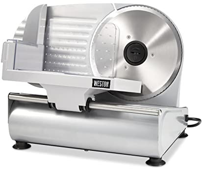 Weston Electric Meat Cutting Machine, Deli & Food Slicer, Adjustable Slice Thickness, Non-Slip Suction Feet, Removable 7.5 Stainless Steel Blade, Easy to Clean (61-0750-W)