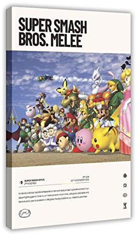 Super Smash Bros. Melee (2001) Videospiel-Poster, Leinwand-Poster, Wandkunst, Dekoration, Bild für Wohnzimmer, Schlafzimmer, Dekoration, Rahmen-Stil, 20 x 30 cm