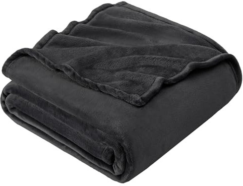 EHEYCIGA Fleece Blanket Dark Grey Throws for Sofas Fluffy Warm Soft Blanket for Bed Settees Armchairs, Fit All Season, Single, 130x165cm