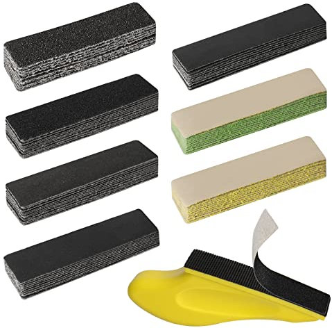 71 Pieces 40-10000 Grit Wet and Dry Sandpaper, GOH DODD Micro Detail Sander Kit, Mini Hand Sanding Block with Hook and Loop Sand Paper for Woodworking Tight Narrow Spaces Auto Metal Glass Resin