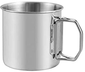 MagiDeal Camping Campfire Mug with Handle, Folding Stainless Steel Cup Backpacking Gear for Hiking, Fishing, 600ml