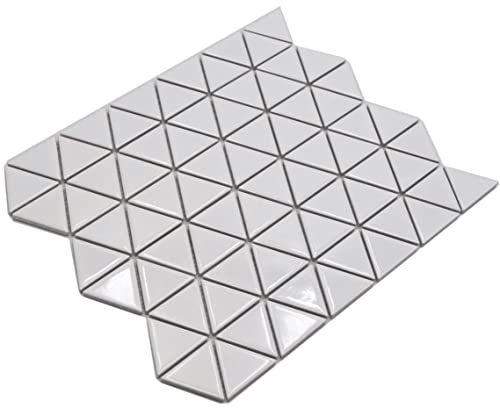 Mosaik weiss Dreiecksoptik Keramik glänzend Dreieck Wand Boden Küche Bad Dusche
