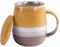 YDoLimmer Séparation du thé - Tasse en céramique de grande capacité - Tasse à thé avec filtre et couvercle en céramique - Grand bol ventral - 350 ml - Idéale pour le thé (jaune)