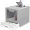 Arenero Gatos Cubierto Cajon: Arenero para Gatos Grande Cerrado Caja de Arena Plegable Cagadero Gato sin Olores con Pala y Filtro-51 * 41 * 38cm-Gris