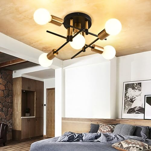 ZYDTRIP Sputnik Kronleuchter, Semi Flush Mount Deckenleuchte Moderne Bauernhaus Beleuchtung für Küche Schlafzimmer Wohnzimmer Badezimmer Flur Eingang