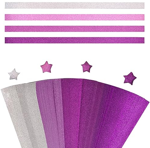 URROMA 520 St點k Stern Papierstreifen, Farbverlauf Lila Glitzer Stern Origami Papierstreifen f黵 Handgemachte Home Karten Geschenk, Party Dekoration, Basteln Dekoration