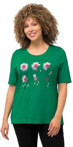 Ulla Popken, Maglietta da Donna, Taglie Grandi, con Motivo Floreale, Verde, 60/62 IT