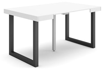 Skraut Home | Ausziehbarertisch | Multifunktionaler ausziehbarer | 140 | Für 6 Gäste | Massivholz Beine | Moderner Stil | Weiß
