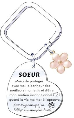 LUODAN Cadeau Soeur Porte-clés,Porte-clés de Soeur,Cadeau de fête des Mères,Femmes au foyer,Cadeaux d'anniversaire,Cadeaux de Famille (4)