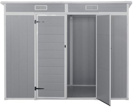 Panana Plastic Sheds Garden Storage Outdoor Shed House, Grey, 8x4' (8X4)