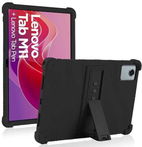 ATOOZ for Lenovo Tab M11 Case 11 Inch 2023,Soft Silicone Kids Case for Lenovo Tab M11/K11 Tablet (TB330FU)/Xiaoxin Pad 11 (TB331FC) 2024 with Stand (Black)