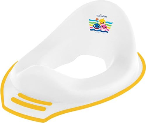 Baby Shark Toilet Training Seat, White/Yellow Portable for Toddlers Potty, Easy Cleaning Anti Stick Lightweight Toddler Training Range, Character Training Seat for Kids