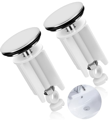 WuGU 2 Piezas Tapón Universal para Lavabo de Baño, Ø 40MM Tapón de Baño, Tapón de Desagüe de Lavabo, Enchufe Regulable en Altura, Drain Plug para Bidés de Baño, Libre de óxido y a Prueba de Fugas