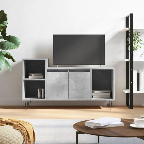 Mengtu Mueble para TV gris cemento 100 x 35 x 55 cm madera multicapa mueble para TV mueble bajo para TV mesa de salón industrial soporte TV salón c Decor para casa