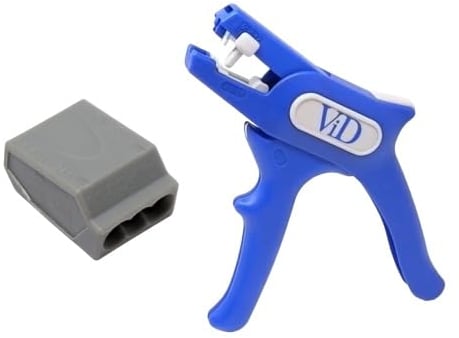 ViD® 100 Stück Verbindungsklemmen/Steckklemmen grau 3 x 2,5 mm²… (Steckklemmen (100Stk.) + Abisolierzange)