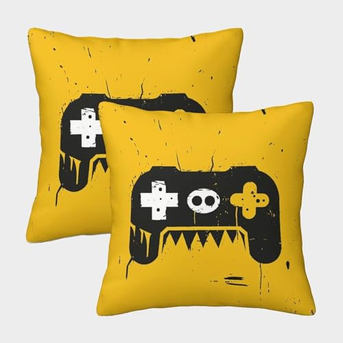 SkyClouf 3D-Druck Buntes Gamepad Kissenbezug Buntes Gamepad Kissenbezug Quadratisch Garten-Kissen Super Weich 2er-Pack Für Sofadekoration Zu Hause Geschenke 45x45cm