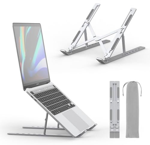 GRIFEMA GB1054 Laptop Stand for Desk, Adjustable Laptop Riser, Portable Laptop Stand with 6 Angle Adjustment for 10”-17.3” Laptops, Tablets