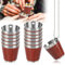MIUUIPI Schnapsgläser zum Umhängen, 12 Stück 30ml Schnapsglas mit Kette Schnapsbecher, Edelstahl Shot Becher, Becher Braun für Hochzeitsfeiern Junggesellenabschiede Karneval Weinprobe Party