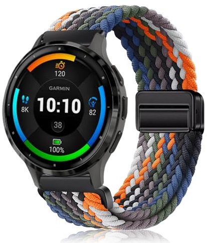 PaceBid 22mm Nylon Armband für Garmin Venu 3 45mm/Forerunner 265/255/Venu 2 Geflochtenes Magnetisch Ersatzarmband für Huawei Watch GT 5 46mm/GT 5 Pro 46mm/GT 4 46mm/GT 3 46mm/Watch 4 46mm - Bunt