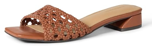 Amazon Essentials Mini Heel Mule Sandals Mujer, Tejido de Caña de Color Marrón, 38.5 EU