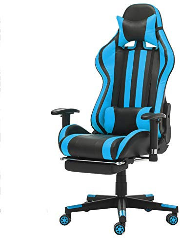 VDCVADKYE Bürostuhl,ergonomischer Bürostuhl, Ergonomisch gestalteter Gaming-Bürostuhl mit nach Oben und unten drehbaren Fußstützen, geeignet for Büro und E-Sport(Blue)