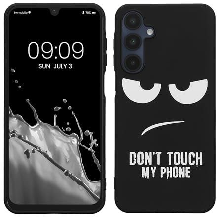 kwmobile Hülle kompatibel mit Samsung Galaxy A16 5G - Handyhülle Silikon Case - Don't Touch My Phone Weiß Schwarz