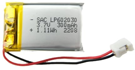 EFASO 3,7V Akkus Sortiert nach Formfaktor in verschiedenen Größen Kapazitäten und Steckern (602030 3,7V 300 mAh LIPO JST PH2.0 Stecker)