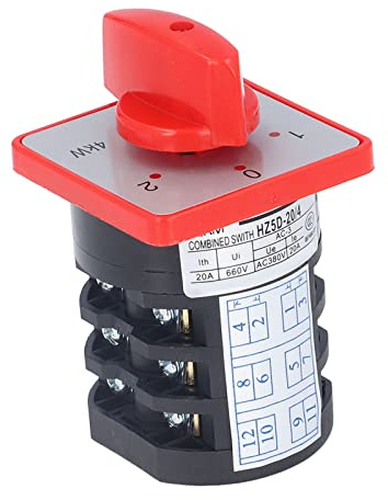 Interruptor de conmutación Respicefinem 3 polos botón giratorio de 3 posiciones CA 380 V 20 A corriente de calentamiento nominal 4 kW potencia material PP fácil instalació