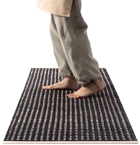 HOMELEVEL Küchenteppich waschbar rutschfest - Küchenläufer 60x180cm - Teppich Küche - Küche Teppich - Küchenmatte Teppichläufer - Läufer Küche Flur - Schwarz