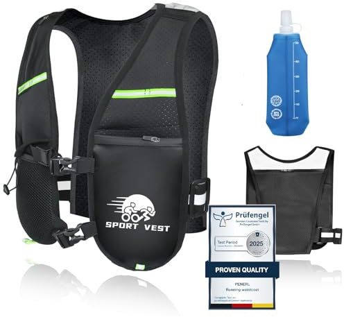 Running Vest Women - Lightweight & Breathable Running Vests Mens with a 500ml Water Bottle, Reflective Hydration Vest with Multi-pocket & Adjustable Strap is Suitable for Hiking, Cycling, Racing