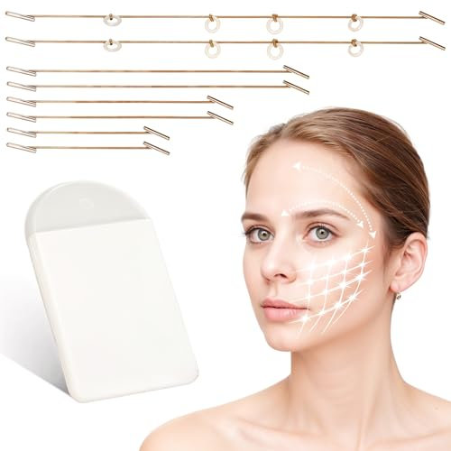 Lnngub 60 Stück Face Lifting Tape mit 8 Stück Seil Set, Transparentes Unsichtbare Face Lifting Aufkleber V-Form Gesicht Lift Tape Make-up Face Lifting Werkzeuge für Gesicht, Augen, Hals