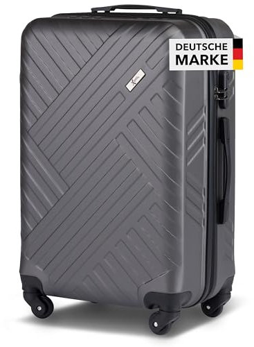 Xonic Design Reisekoffer - ABS Hartschalen Koffer mit 360° Leichtlauf-Rollen - hochwertiger Trolley mit Zahlenschloss in M-L-XL oder Set (Dark Grey, XL)