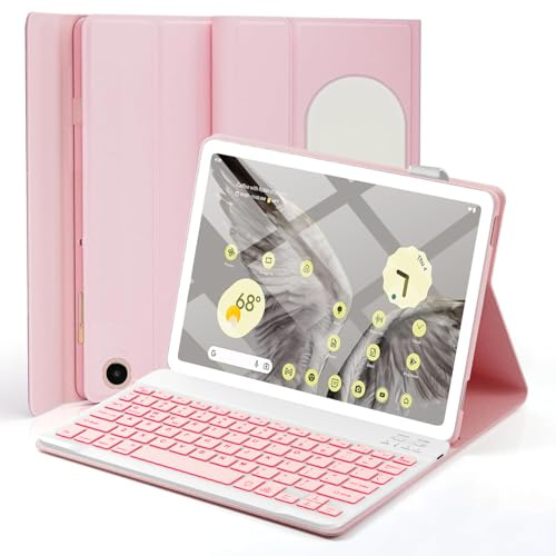 batecoya Custodia per tastiera per tablet Pixel da 11 pollici 2023/2024, retroilluminazione a 7 colori, copertura per tastiera Bluetooth staccabile con portapenne, custodia per tablet Google Pixel con