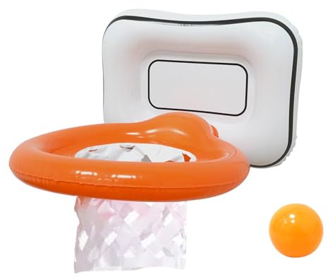 Panier de Basket Gonflable 2 en 1 avec Mini Ballon (7 cm), Jeu de Piscine Gonflable Panier Basket Flottant, Jeux de Lancer d'interaction Parent Enfant pour Piscine, Jardin, Fête de Natation