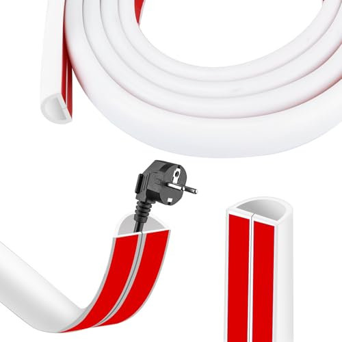 Canale Flessibile per Cavi In Gomma,Canalina Passacavi Adesiva Fili Elettrici, Copricavo Flessibile per Cavi Sul Pavimento Della Parete, Nastro Autoadesivo Già Incorporato, 29mm×14mm, 2Metri