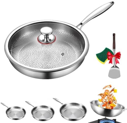Kovali, padella in titanio, upgrade in titanio, non rivestita, 26/28/30 cm, padella kovali, padella di alta qualità, antigraffio, ultra resistente, con coperchio per la cucina (28 cm)
