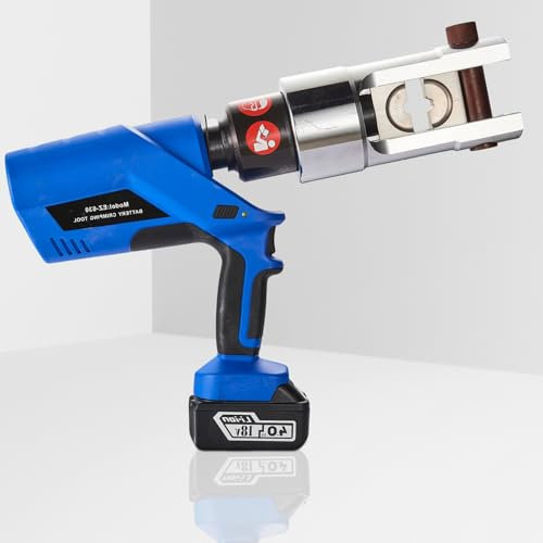 CIELOBLOEN Pinza crimpatrice elettrica con sensore Pressione - Crimpatrice idraulica per capicorda in Ambienti Stretti - pinzatrice Multistrato a Batteria per capicorda Rame/Alluminio DC18V/4Ah