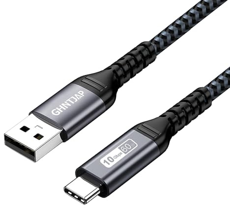 GHNTJAP USB C Charger Cable 2M,10Gbps USB 3.1 Gen 2 60W Fast Charging USB to USB C Cable Nylon Braided Compatible with iPhone 16/15 Pro Max,Galaxy,iPad Pro,Android Auto-Grey