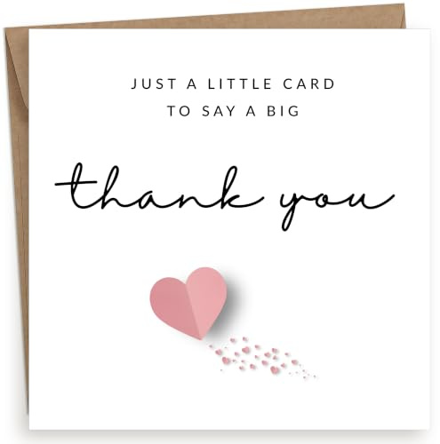 EverKind Thank You Card – Pink Heart Design | Gratitude Card for Teacher, Friend, Family | Appreciation for Support, Kindness or Gift | Blank Inside | Eco Packaging