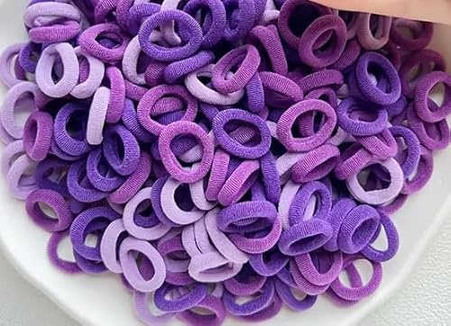 Lavema Haargummis für Mädchen, Damen und Kinder – elastisch, bunte Farben, verschiedene Packgrößen mit Aufbewahrungstasche (Lila, 50 Stück (kleine Packung))