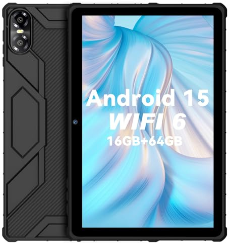PRITOM 10 Zoll Android 15 Tablet PC mit 16GB RAM 64 GB ROM, 1024GB Expand, Octa core, 5G WiFi, Dual Kamera, Bluetooth, 10 Tablet mit Schutzhülle