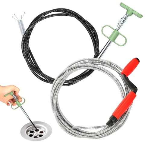 Rohrreinigungsspirale Abflussreiniger 5m x 6mm Spirale Abfluss Rohrreinigung mit 2m Abflussrohr Fremdkörperklemme Universal Spirale Abflussspirale Rohrreiniger Spirale für Hartnäckige Verstopfungen