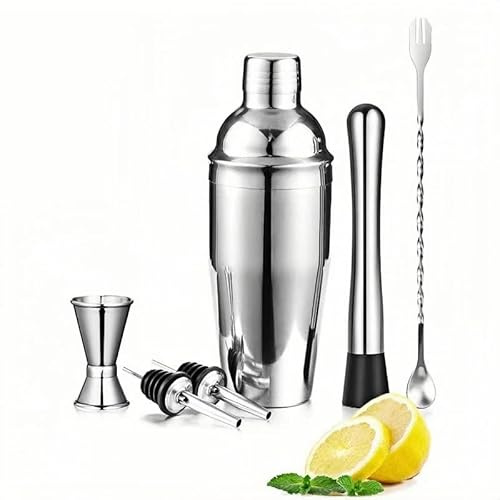 Bohrma Cocktail Shaker Set 750ml Cocktailshaker Martini Shaker mit eingebautem Sieb - Professionelles Barkeeper Set inkl Messbecher, Likör-Cobbler-Shaker-Edelstahl-Bar-Shaker für Cocktail-Herstellung