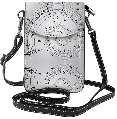 BLWSLC Umhängetasche aus Leder mit Musiknoten-Motiv, geeignet für Reisen, Wandern, Camping oder den täglichen Gebrauch.
